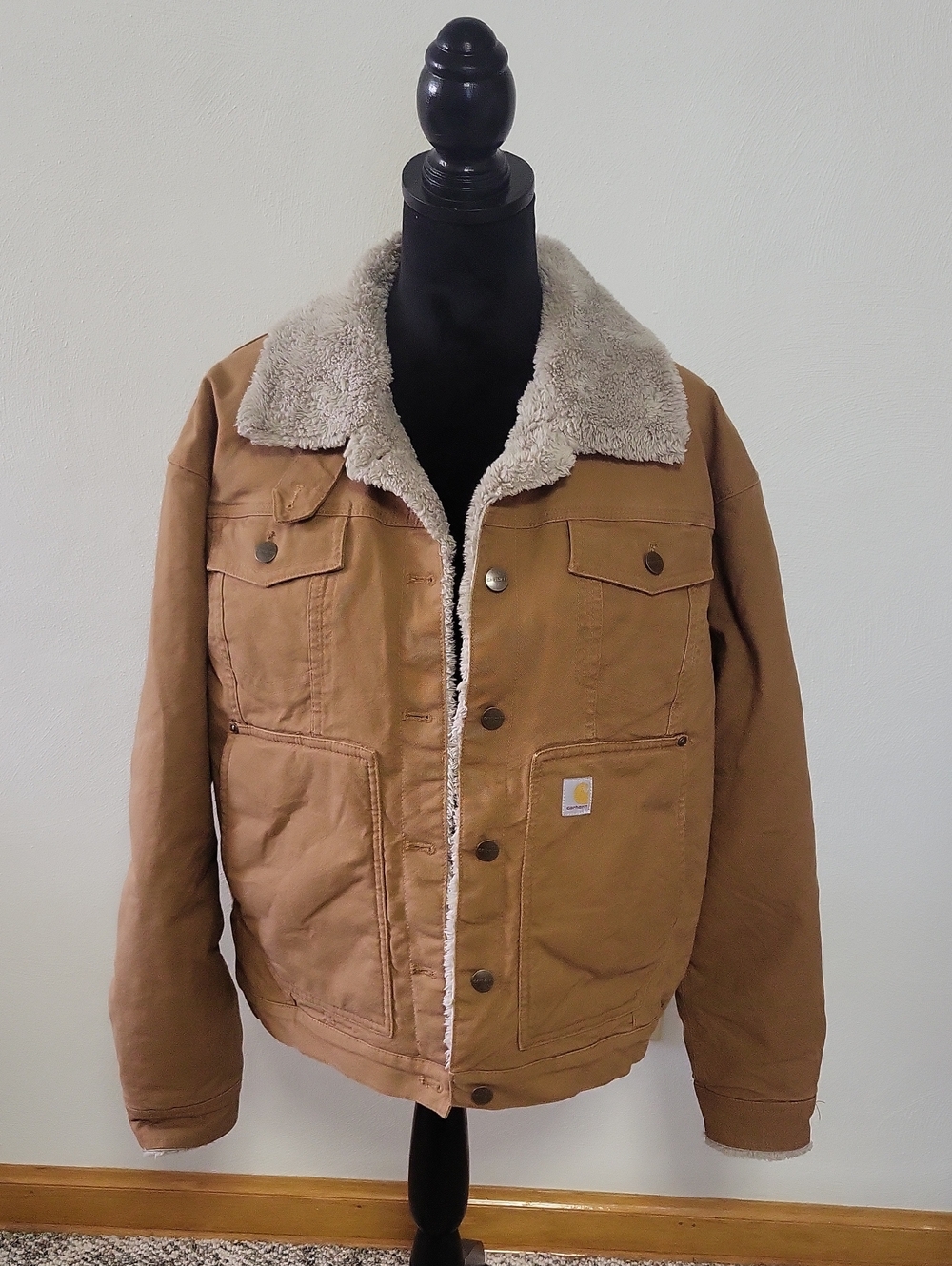 Carhartt Womens Rugged Flex Loose Fit Canvas Sherpa-Lined Jacket Size Large